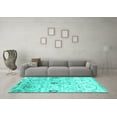 thumbnail image 3 of Ahgly Company Machine Washable Indoor Rectangle Abstract Turquoise Blue Contemporary Area Rugs, 5' x 7', 3 of 4