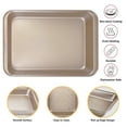 thumbnail image 3 of Rectangular Nonstick Baking Pan with Lid Portable Baking Tray with Folding Handle for Dough Bread Cake Food Storage Carbon Steel Pan for Ciabatta Baguette Focaccia Bread etc Champagne Gold 14.5In, 3 of 6