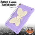thumbnail image 5 of FJLBDE Case for iPad 9th 8th 7th Gen 10.2 inch 2021 2020 2019 with Butterfly Stand, Shockproof Protective Tablet Cover with Pencil Holder Shoulder Strap for Kids Girls, Beige Purple, 5 of 7
