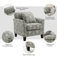 thumbnail image 3 of Accent Chair Upholstered Armchair with 2 Throw Lumbar Pillows Fabric Club Lounge Sofa Wood Leg Living Bedroom Home Office Grey, 3 of 7