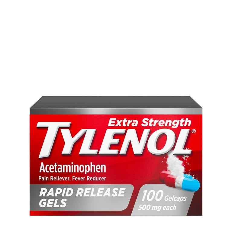  Tylenol Extra Strength Acetaminophen Rapid Release Gels, Pain  Reliever & Fever Reducer, 100 ct : Health & Household