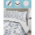 thumbnail image 3 of Twin XL Quilt Bedding Set, Blue Leaves Reversible Summer Quilt 3 Pieces, Summer Botanical Elegant Pastoral Lightweight Bedspreads Coverlets with 2 Pillow Shams for All Seasons, 3 of 5