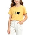thumbnail image 2 of WQNVRNR Girls Short Sleeve Shirt- Cute Crewneck Printed Loose Casual Summer Tops Yellow Size 8, 2 of 5