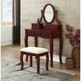 thumbnail image 2 of Roundhill Furniture Ashley Wood Make-Up Vanity Table and Stool Set, Cherry, 2 of 9