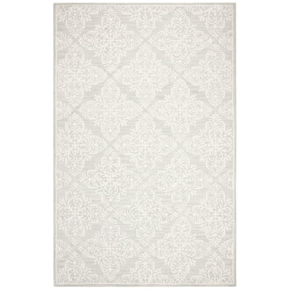 SAFAVIEH Micro-Loop Laidley Geometric Wool Area Rug, Silver/Ivory, 2'6" x 4'