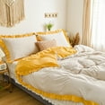 thumbnail image 5 of Move Over Beige Grey Yellow Ruffle Bedding Sets Queen Linen Grey Yellow Reversible Duvet Cover Set Washed Microfiber Yellow Ruffled Pattern No Filling, 5 of 9