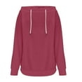 thumbnail image 6 of Women Off Shoulder Sweatshirts with Drawstring Oversized Casual Trendy Pullover Long Sleeve Tops Solid Color (M, Hot Pink), 6 of 7