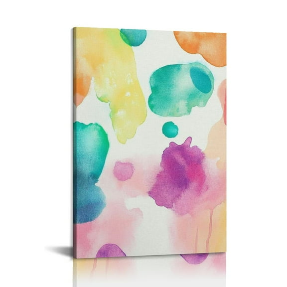 Shadudu Rainbow Watercolor Pattern Canvas Wall Art Design 24x36in