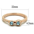 thumbnail image 2 of Luxe Jewelry Designs Women's Rose Gold Ion Plated Stainless Steel Ring with Sea Blue Crystals, Size, 2 of 4