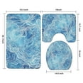 thumbnail image 3 of Blue White Tie Dye Wave Pattern Bathroom Rugs Sets 3 Piece,Toilet Cover Set,Absorbent Non Slip Bathroom Mats Sets with U-Shaped Contour Rug Toilet Rug Set, 3 of 5