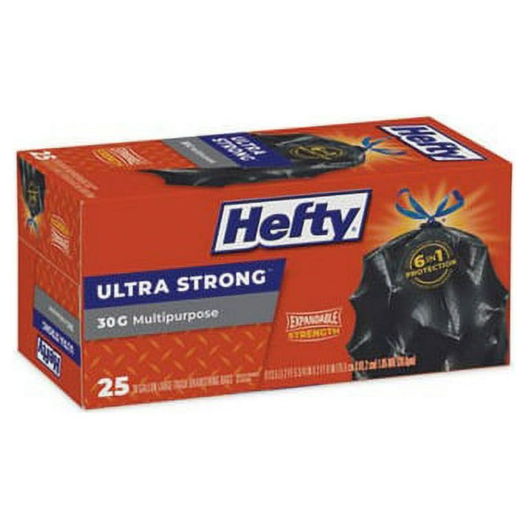 Hefty Ultra Flex Waste Bags, 30 gal, 1.05 mil, 30 x 33, Black