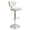 thumbnail image 2 of Ravinia Mid-Century Modern Adjustable Barstool with Swivel in Walnut and White Faux Leather by LumiSource, 2 of 8