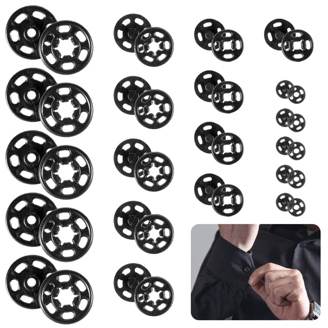 relayinert 100pieces Non-deformable Snap Button Buckle With Smooth Line Buttons DIY Anti-corrosion Black 1Set