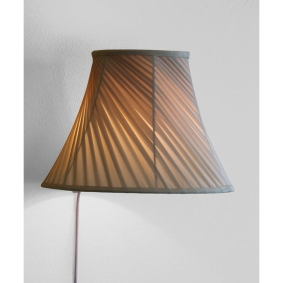 Floating Shade Plug-In Wall Light Eggshell Silk Fabric Twist 8x16x12