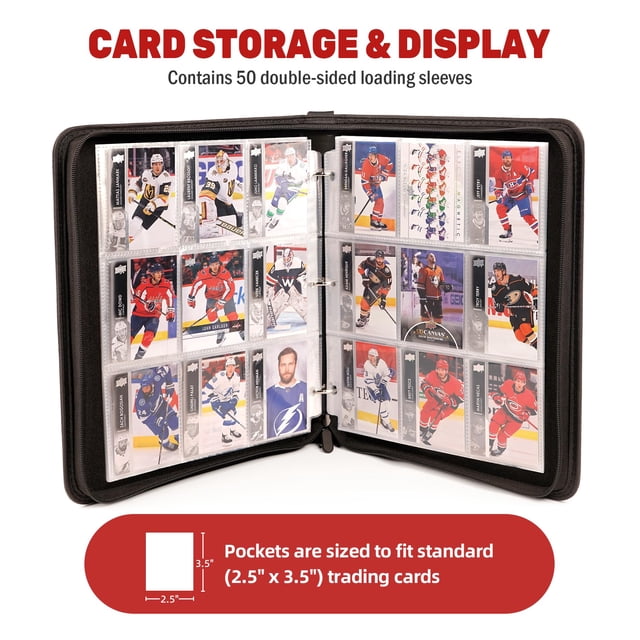 Hockey Card Binder with Sleeves, 900 Pockets 3-Ring Metal card Holder Protector Album, Card Storage Organizer Display Case Compatible with