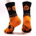 thumbnail image 1 of Zhuge Calcetines de vestir casuales de algodón con longitud hasta la rodilla y diseño novedoso y loco para Halloween, paquete de 6, calabaza, 1 of 2