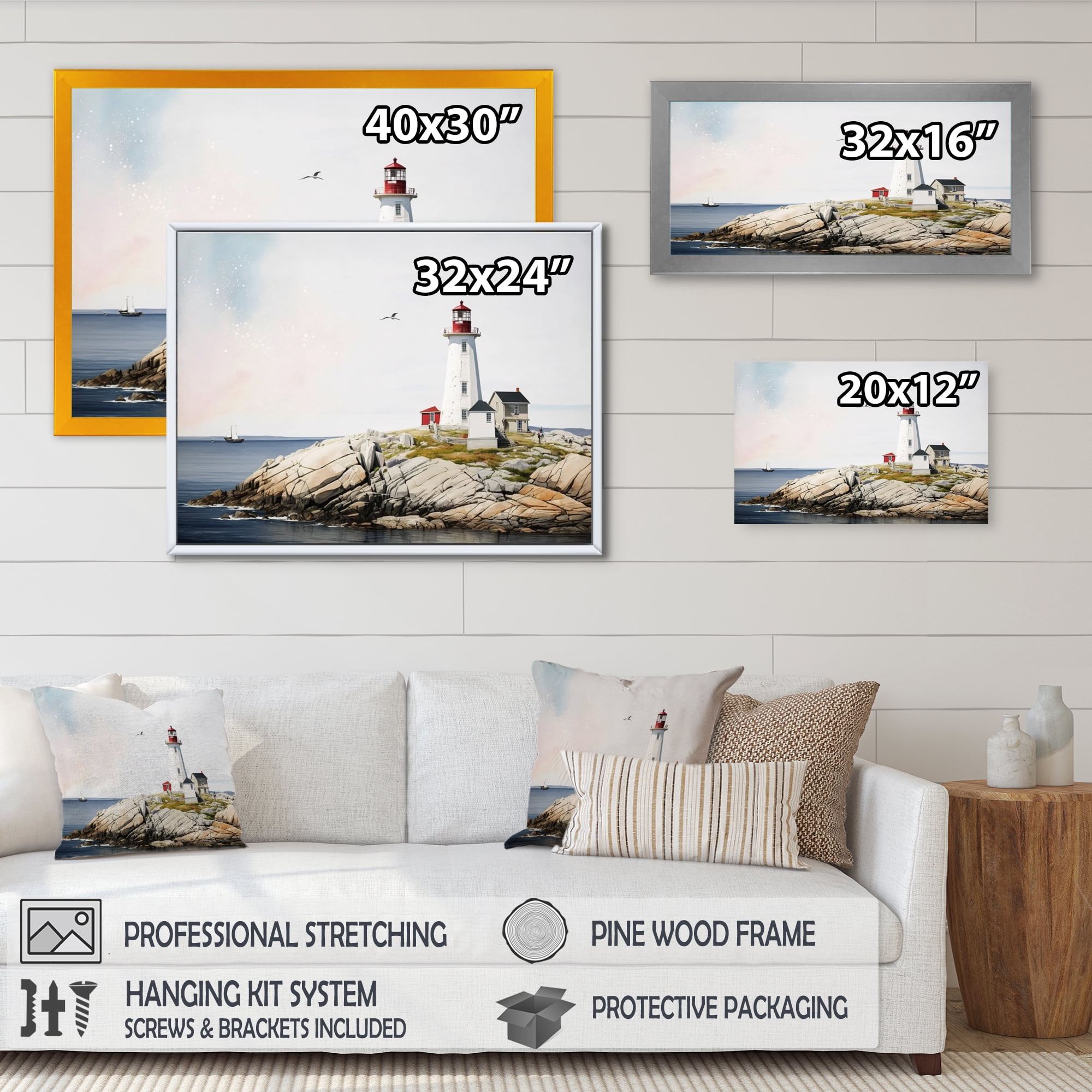Designart Lighthouse By The Ocean I Canvas Wall Art