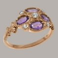 thumbnail image 2 of LBG British Made 14k Rose Gold Synthetic Cubic Zirconia & Natural Amethyst Womens Promise Ring - 33 size options - Size 4.5, 2 of 6