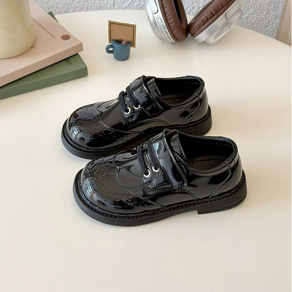 NOKIO Children’s British Style Leather Shoes for Boys Girls School Season Campus Etiquette Black Performance Single Shoes Spring Summer Autumn