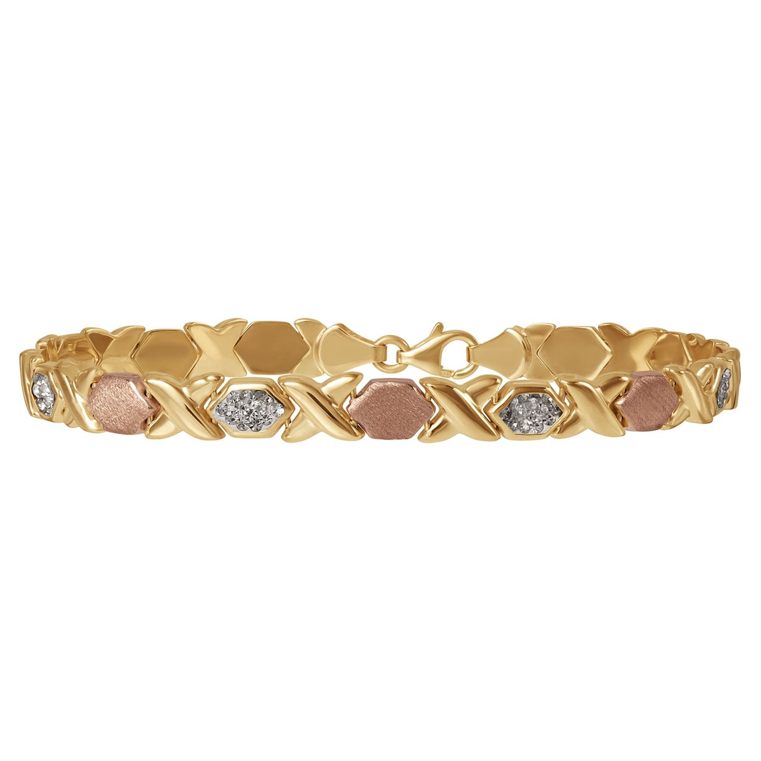 Brilliance Fine- Women's Jewelry Hugs and Kisses Gold over Sterling Silver Bracelet