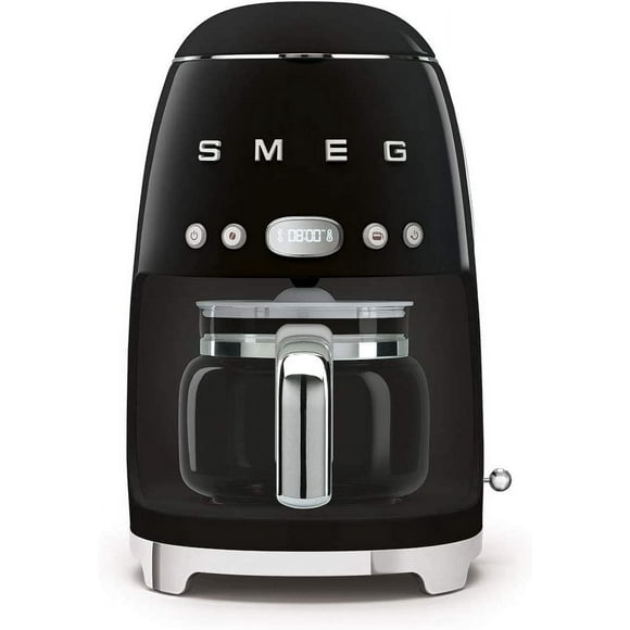 Smeg 50's Retro Style Aesthetic Drip Coffee Machine with 10 Cup Glass Carafe, Auto Start Feature, Keep Warm Plate, and Two Coffee Strength Settings (Brushed Stainless Steel)