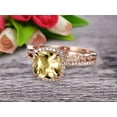 thumbnail image 3 of Milgrain 2.55 Carat 7mm Cushion Cut Champagne Diamond Moissanite Wedding Set Diamond Bridal Ring 10k Rose Gold Curved Matching Band Art Deco, 3 of 6
