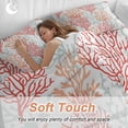 thumbnail image 5 of Red Orange Grey Coral Coastal Duvet Cover Set, Summer Beach Seaside Nautical Soft Duvet Cover Full Size Bedding Set 4 Pieces, 1 Quiltcover and 2 Pillowcases with Zipper, 1 Bed Sheet for All Seasons, 5 of 9