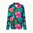 thumbnail image 4 of Towmus Women Hawaiian Shirts Casual Floral Printed Lapel Neck Button Down Long Sleeve Fall Cardigan Shirt, 4 of 5