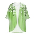 thumbnail image 4 of VgaVtl Open Front Summer Cardigans for Women 3/4 Sleeve Green Womens Cardigans Lightweight Loose Floral Cardigans, 4 of 5