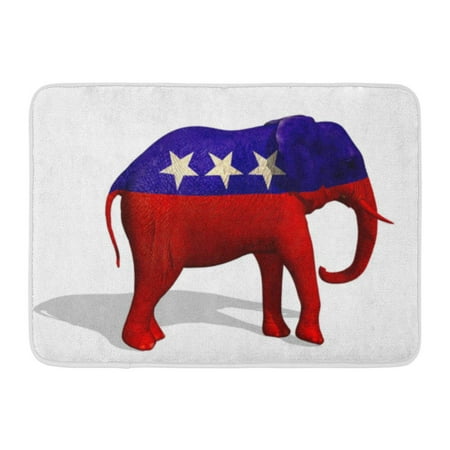 Classic Republican Elephant - GODPOK White American Blue Bipartisan 3D Render of Elephant The is Symbol for Republican Party in Us Red America Rug Doormat Bath Mat 23.6x15.7 inch