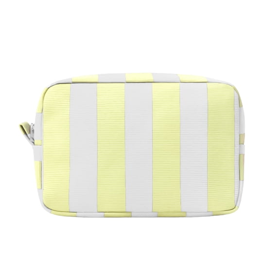 Feledorashia Corduroy Cosmetic Bag, Makeup Organizer Pouch, Striped Zippered Travel Toiletry Storage, Soft Polyester Portable Daily Use Small Makeup Case