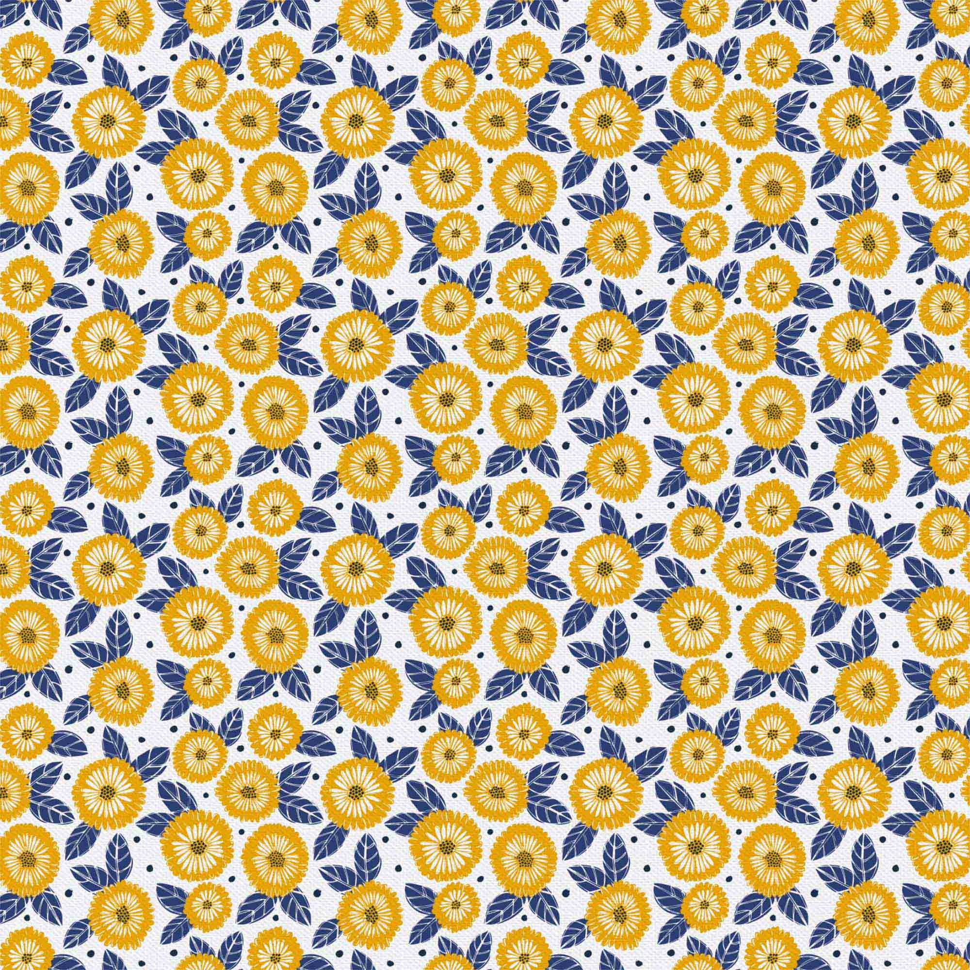 (3 pack) Eugene Textiles Premium Marigold Flowers Print, Width 44" 100% Cotton Fabric, Yellow Color