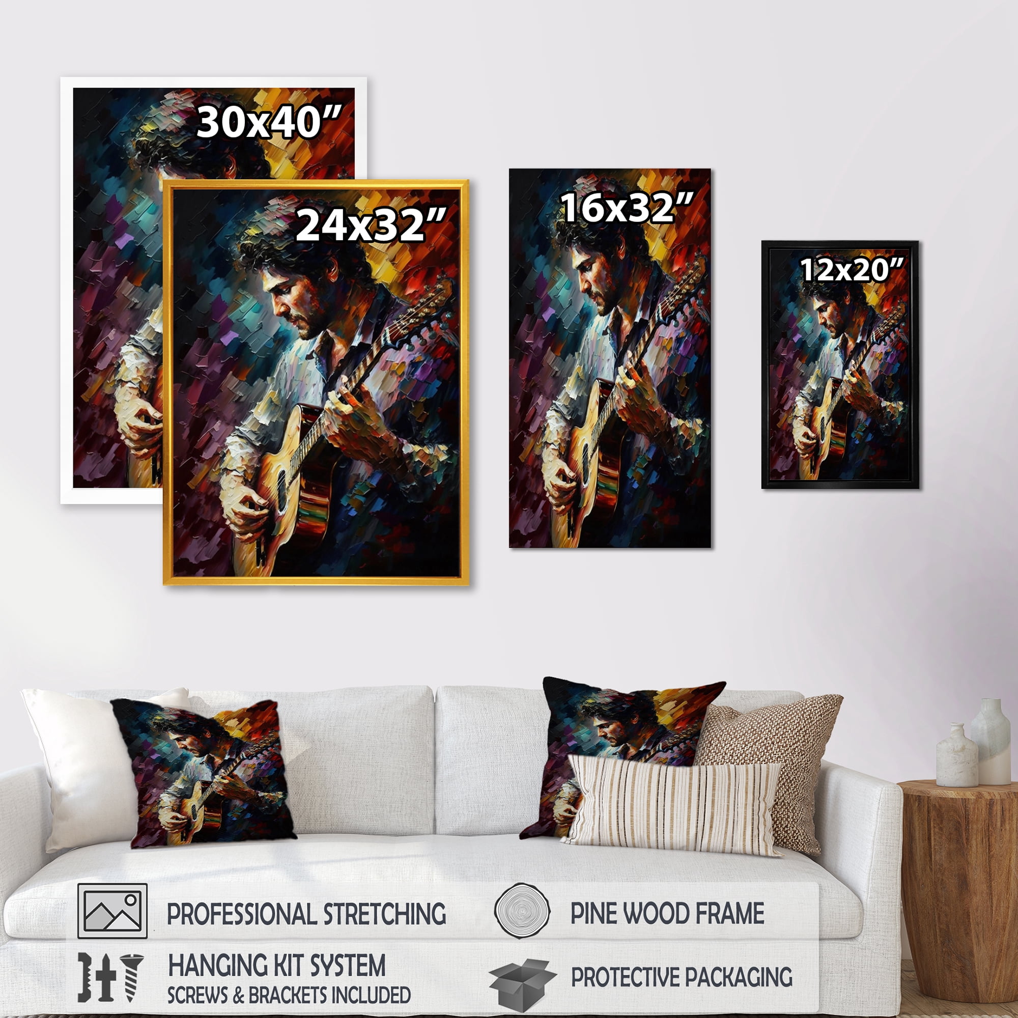 Designart Guitar Player I Canvas Wall Art