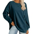 thumbnail image 2 of Jsaierl Oversized Sweatshirts for Women Basic Long Sleeve Pullover Tops Casual Drop Shoulder Loose Fit Crewneck Sweatshirts, 2 of 7