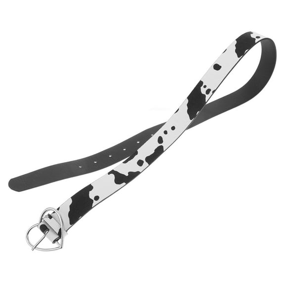 Trendy Cow Prints Belt With Heart Buckle Adjustable Vintage Western Belt For Women Men Style Buckle Belt For Jeans Pants Dresses