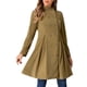 thumbnail image 4 of Abrigo de terciopelo A-Line para mujer INSPIRE CHIC, de doble botonadura, con cuello alto, abrigo de invierno de longitud media, talla L, color caqui, 4 of 6