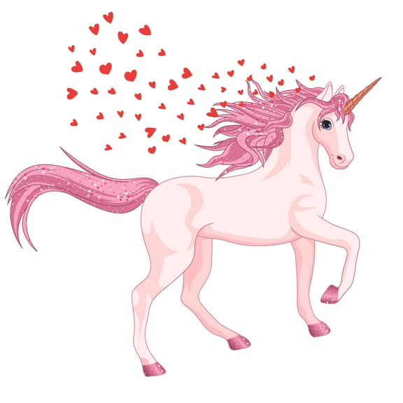 UNICORN - Multicolored Vinyl Art Fantasy Fairytale Character Decoration Unicorn Horse Design Vinyl Kids Bedroom Nursery Wall Decal - Pink Legendary Creature Adhesive Wall Décor Sticker 10" x 10"