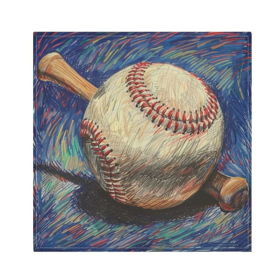 JSTEL Baseball Bat Cloth Napkins Set of 1, 20x20 Inch Washable and Reusable Napkin for Decoupage Dinner Party Everyday Use