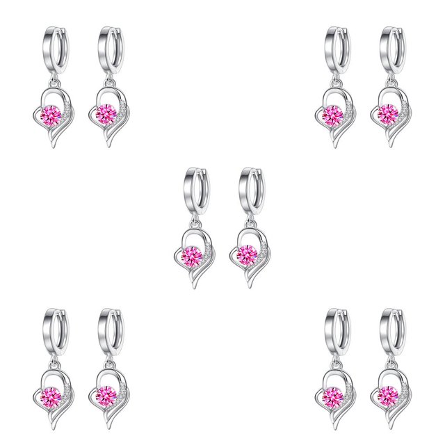 Sonducket 1 par de pendientes de aro para novia, joyería de boda, regalo personalizado, rosa Rosado 5Conjunto