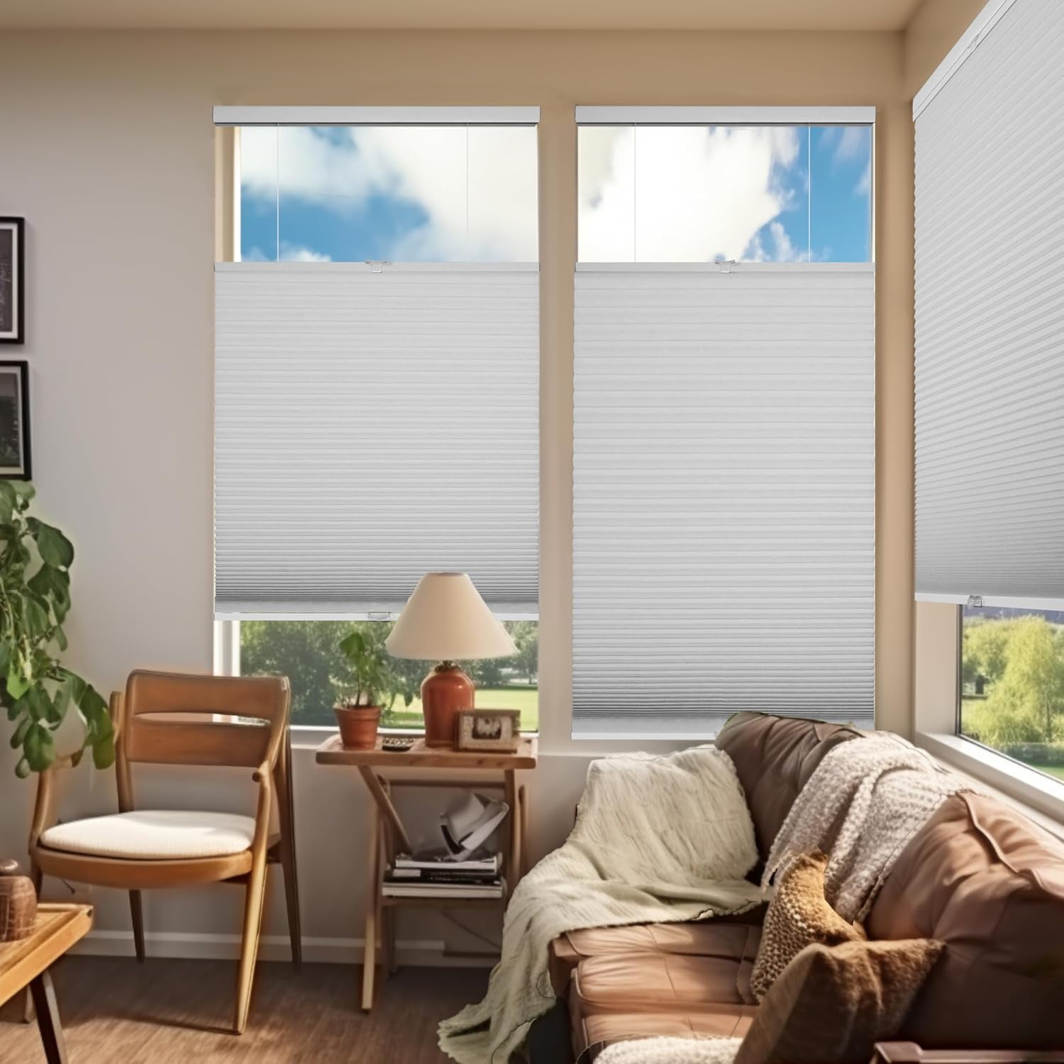 Chicology White Blackout Cordless Top Down Bottom Up Cellular Shades 48.5 in. W x 72 in. L