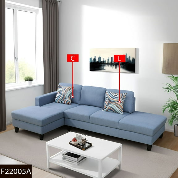 Grayish-Blue Calico 2-Piece Couch Living Room Sofa Set