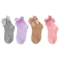 thumbnail image 1 of Calcetines para bebés y niñas, calcetines de vestir transpirables de malla con lazo para niños pequeños, calcetines de uniforme para niños, color sólido, 4 pares, 1 of 7