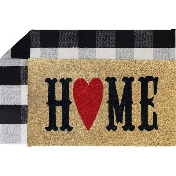 Front Door Home Mat 30"x17"Buffalo Plaid Rug-Non-Slip Entryway Indoor Outdoor