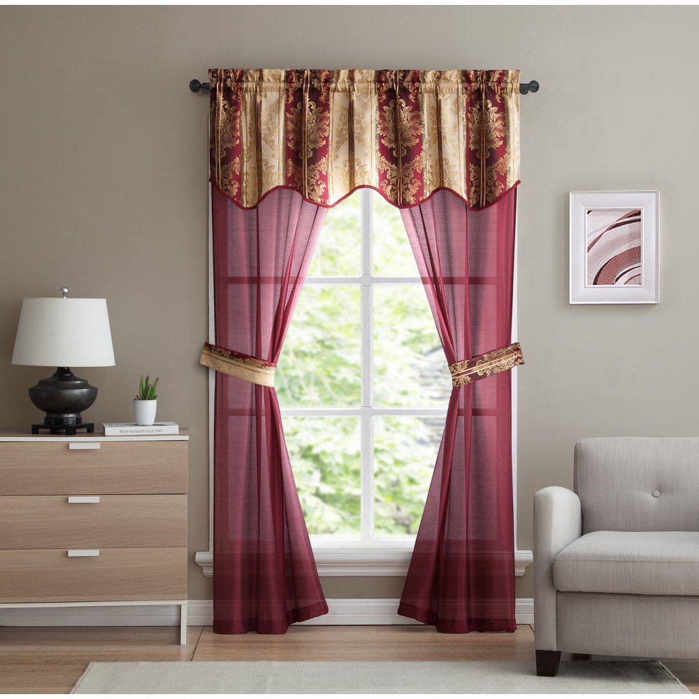 Gatsby Window in a Bag Curtain Set Burgundy