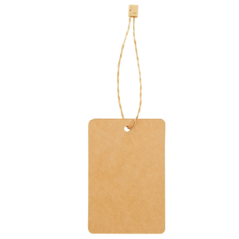Gift Tags with String for Presents Kraft Paper Brown 100 Pcs Xmas Gift Rectangular Hang Tags Labels 7 x 4cm with 30 Meter Long String (7x4, Brown)