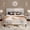 White, variant on Asofer Queen Size Heavy Duty Bedframe with Upholstered Wingback Headboard, Metal Platform, Beige