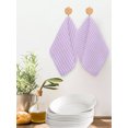 thumbnail image 2 of Purple Kitchen Dish Towels for Drying Dishes Set of 2, Geometric Vertical Striped Solid Rainbow Waffle Weave Microfiber Hand Tea Bathroom Towels Quick Dry & Absorbent Towel 12x12, 2 of 7