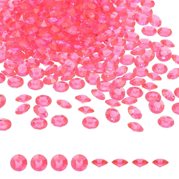 Uxcell 1000 Pcs Wedding Table Scatter Confetti Fake Crystals, Acrylic Diamonds Rhinestones Vase Fillers Gems for Crafts, Table Centerpiece Decor, Bridal Shower Party (Dark Pink, 8mm)