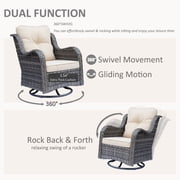 Fulljojor 6 Pieces Outdoor Patio Furniture Set, Rattan Wicker Sectional Swivel Rocker Chairs Sets