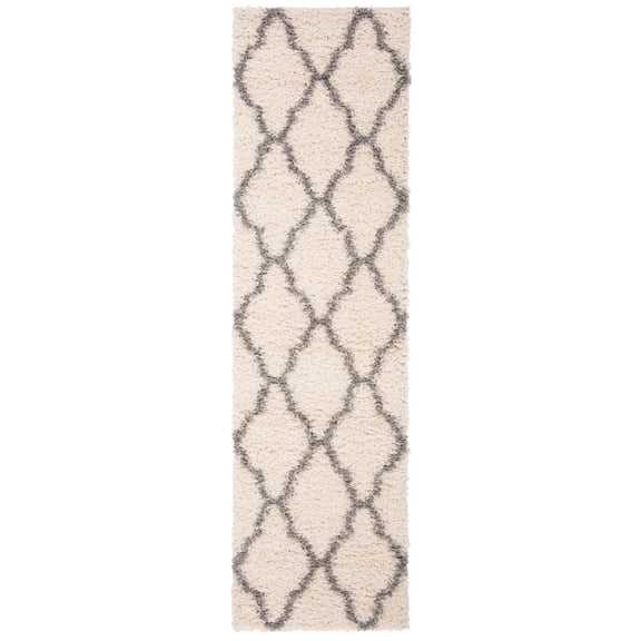 SAFAVIEH Daley Geometric Plush Shag Area Rug, Ivory/Grey, 6' x 6' Square